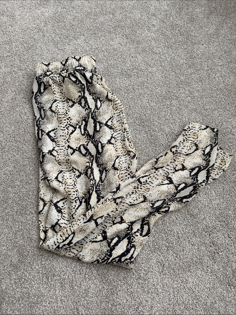 Ark & Co Beige and Black Snakeskin Straight Leg Pants